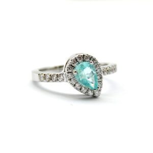 Anello Drop tormalina paraiba e diamanti