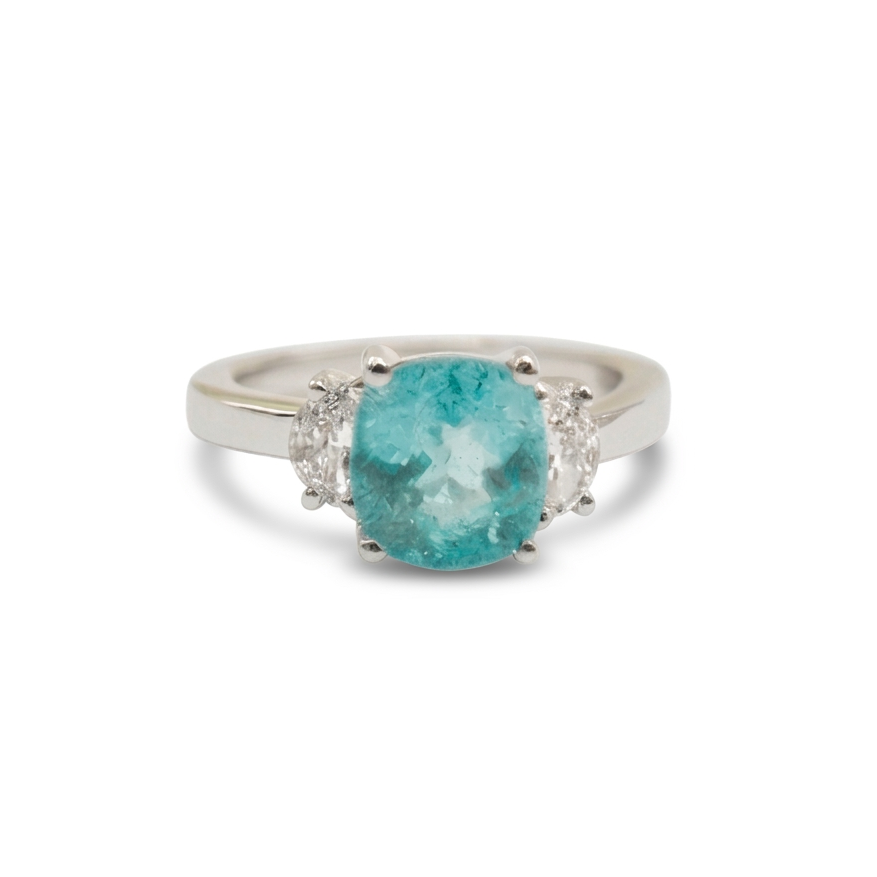 Anello tormalina paraiba e diamanti Anello tormalina paraiba e diamanti