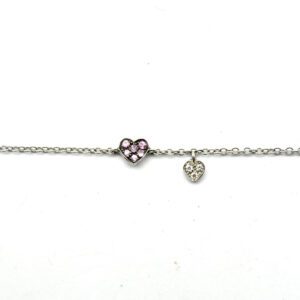 Pink sapphire and diamond heart bracelet