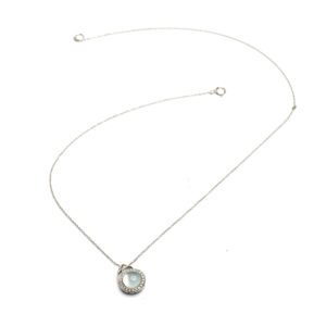 Blue topaz, mother-of-pearl and diamond necklace