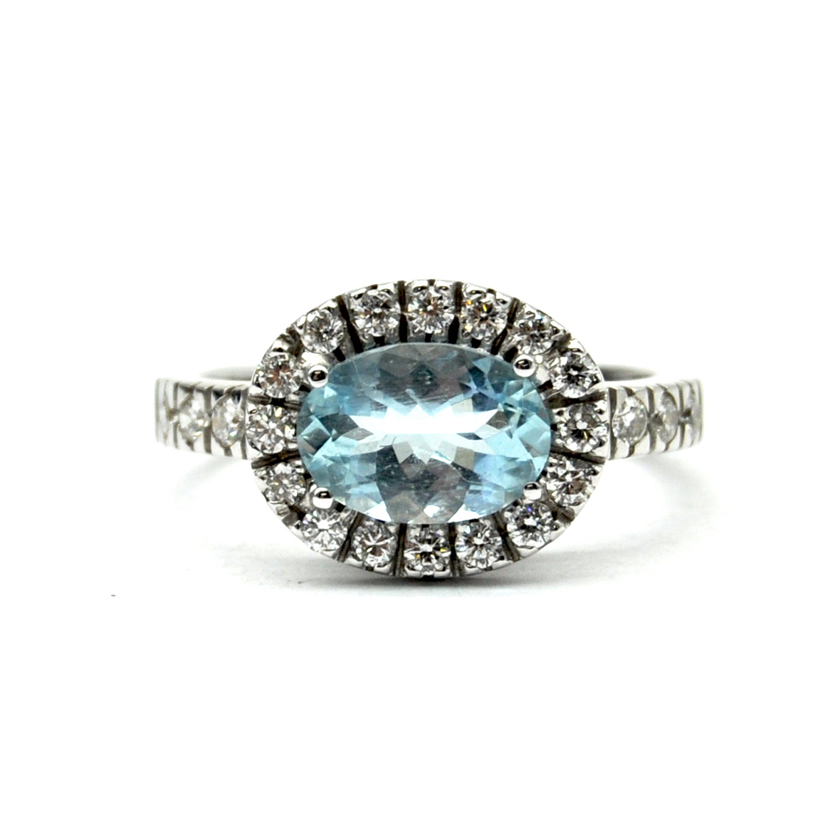 Oval aquamarine and diamond ring Oval aquamarine and diamond ring
