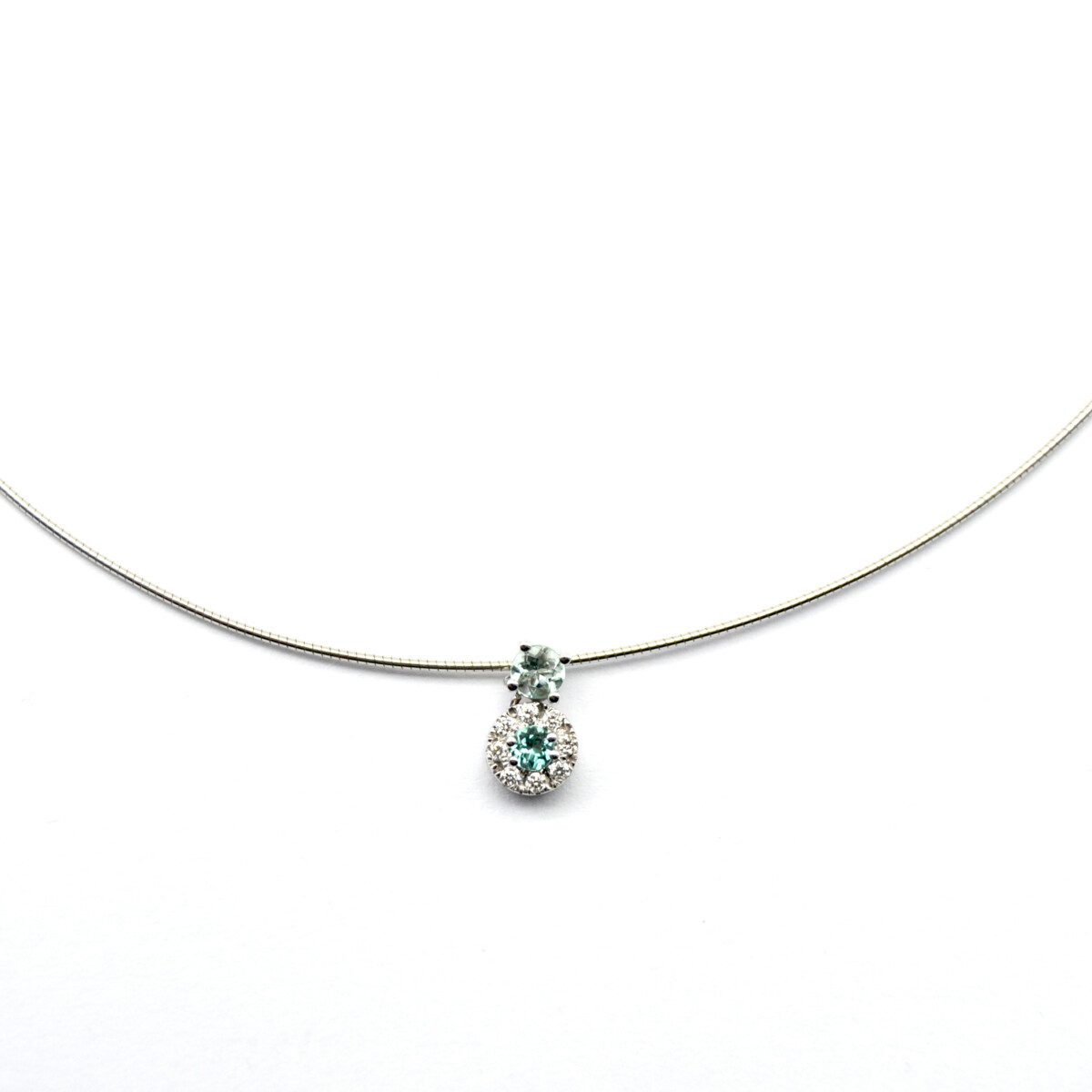 Girocollo semi rigido con tormaline paraiba e diamanti Girocollo semi rigido con tormaline paraiba e diamanti