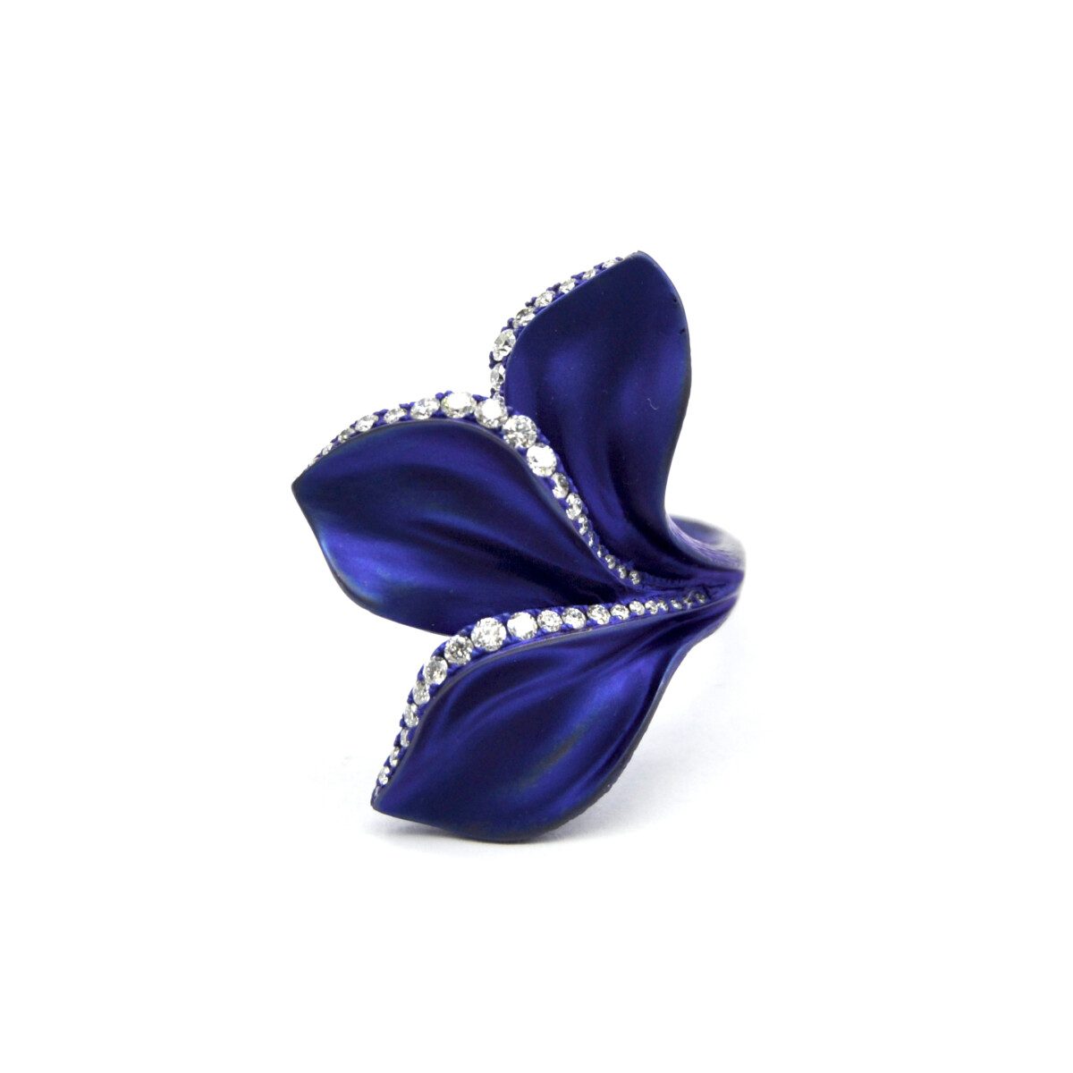 Titanium and diamond flower ring Titanium and diamond flower ring