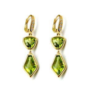 Orecchini oro giallo peridoti e diamanti