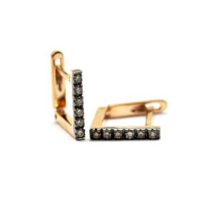 Brown diamond square earrings